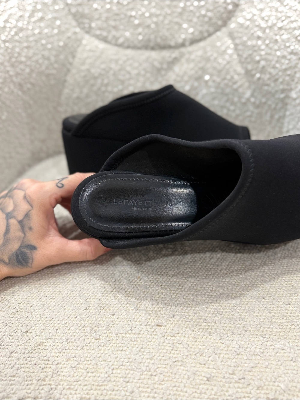 Lafayette 148 New York Black Platform Mules - Picture 2 of 8